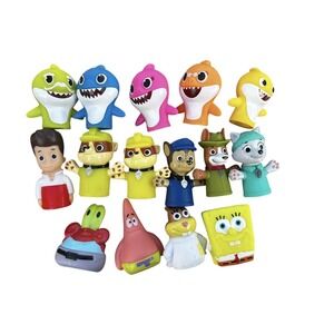 Finger Puppet Bath Toys Mixed Lot SpongeBob Paw Patrol Baby Shark 15 Figures
